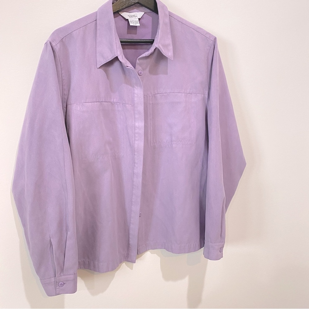 Northern Reflections Size L Purple Lilac  Long Sleeve Suede Jacket Shirt